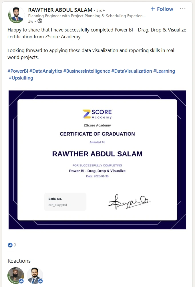 linkedin review zscore academy