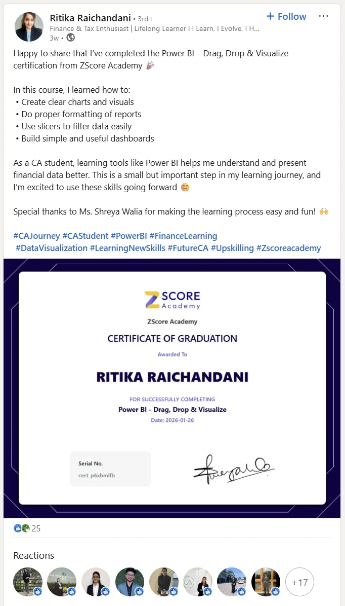 linkedin review zscore academy